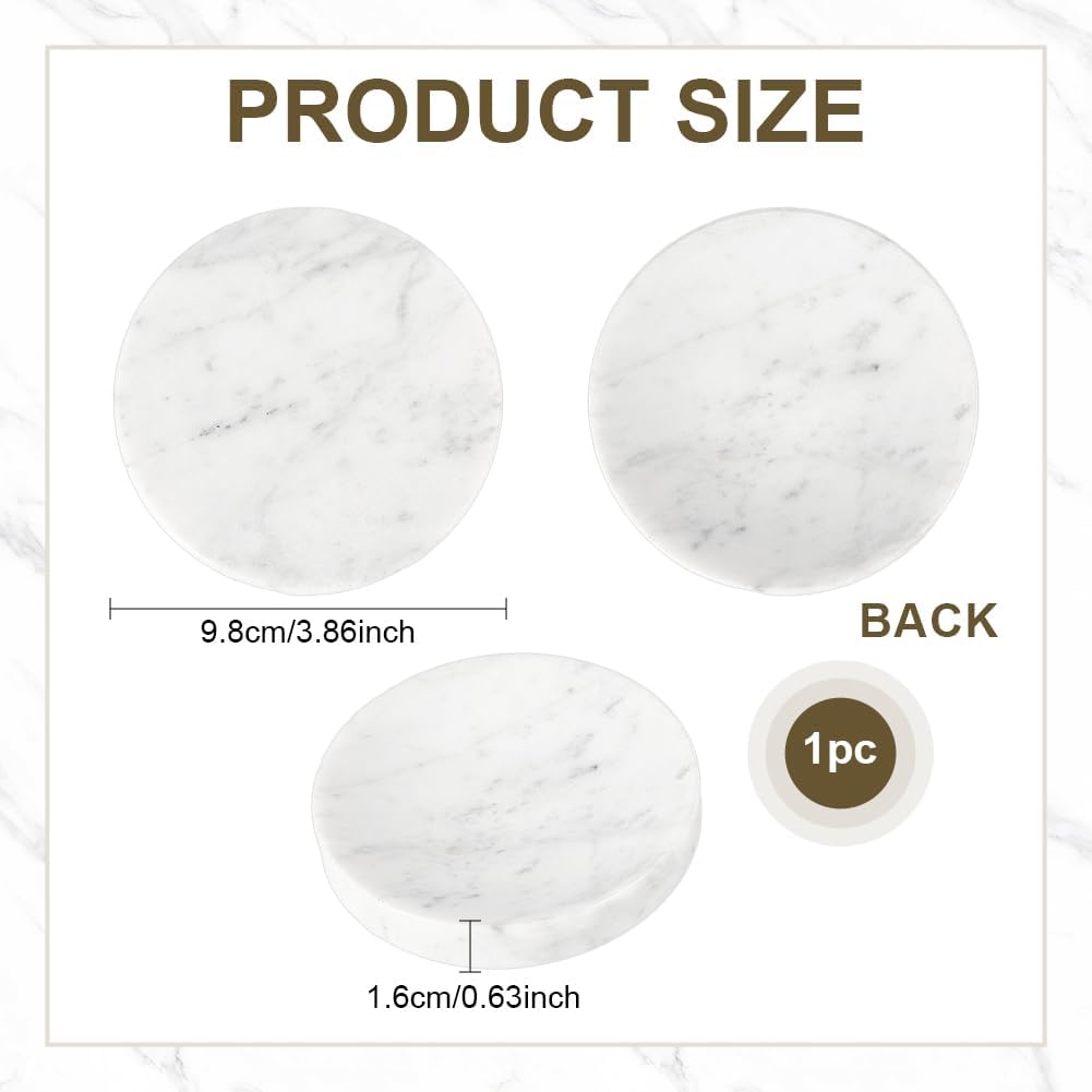 Marble Jewelry Dish Flat Round Perfume Tray White Shower Soap Holder Natural Marble Trinket Storage Dish for Ring