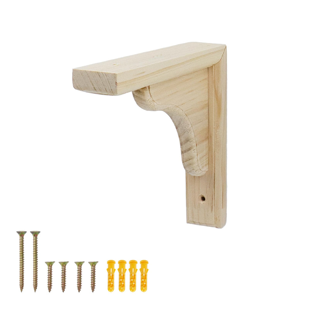 6 Inch Solid Wood Wall Mount Shelf Bracket, Pack of 2