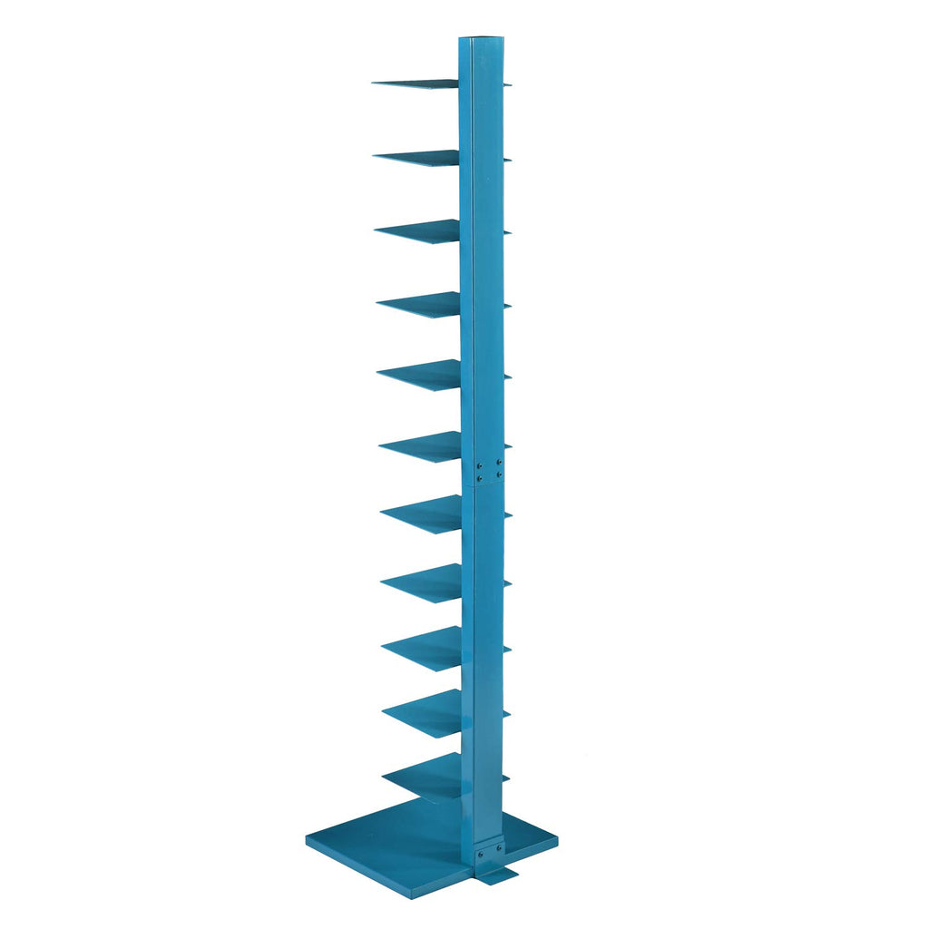 12 shelves Metal Spine Book Tower, Blue