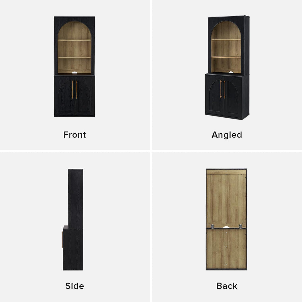 Blake Storage Cabinet, Buffet, Display Case (White Oak, Arched)