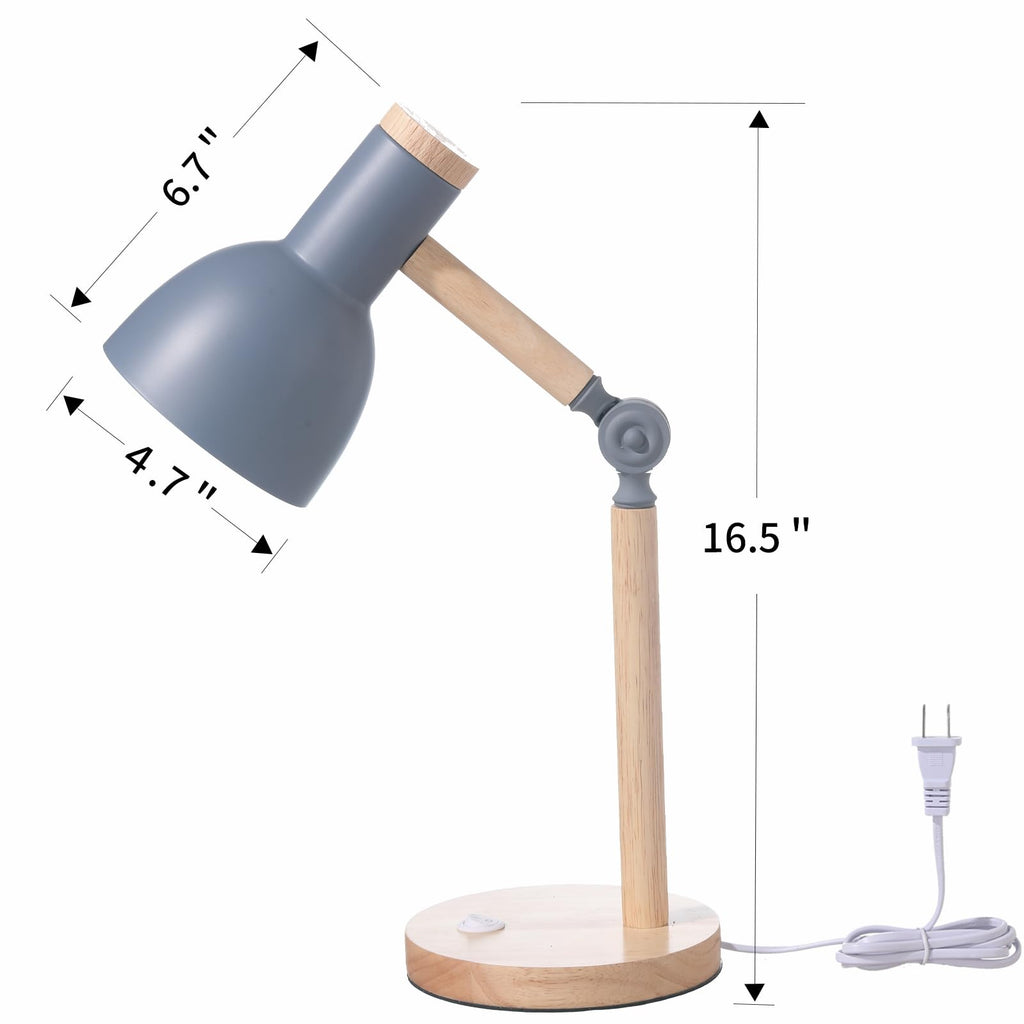 Adjustable Wooden Arm Desk Lamp, Table Lamp for Reading office Bedroom