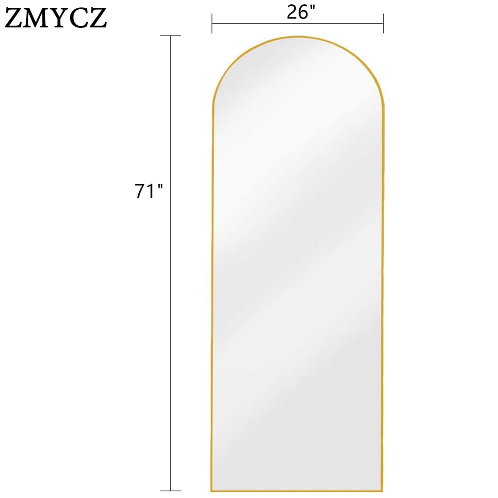 Full Length Mirror, 71"x26" Arched Standing Mirror Full Length (Gold)