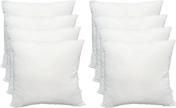 Luxury Throw Pillow Inserts, 18 x 18 inches Hypoallergenic Ultra Soft White Polyester Microfiber Durable - Set of 8