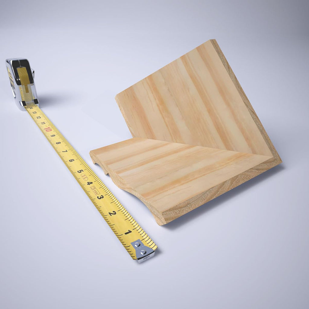 3 3/4"P x 3 11/16"H Solid Wood Stain Grade Crown Moulding Outside Corner, Pine (Matches