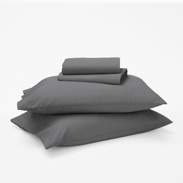 Queen Supima Cotton Percale Sheet Set, Gray Quill