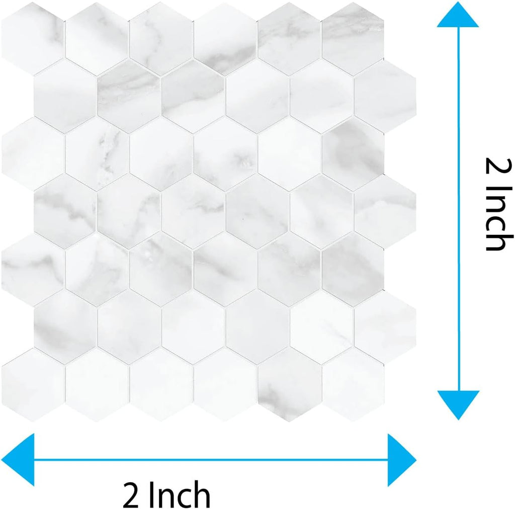 BuildMyplace 2-Inch Plata Statuario Brina Hexagon Matte Glazed Porcelain Mosaic Floor and Wall Tile, 10 Pieces