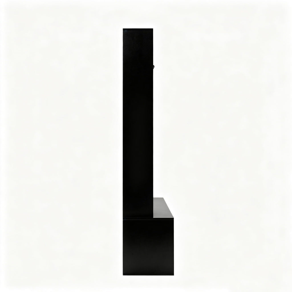 59" W Farmhouse Black Hall Tree with Bench and Shoe Storage, Entryway Bench with Coat Rack and Hooks, Modern Entryway
