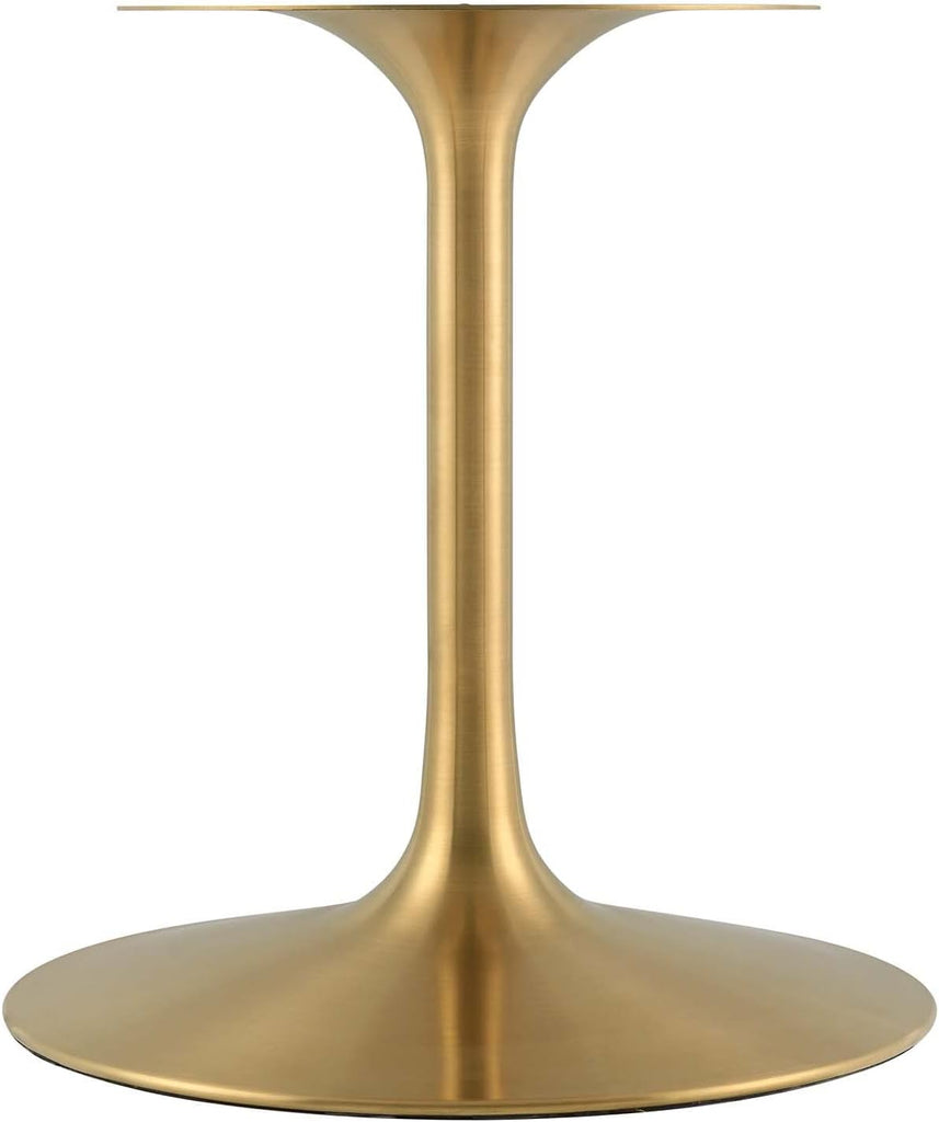 Inspired Tulip Style Oval Pedestal Dining Table — Gold Base / White Top, 60″ Oval