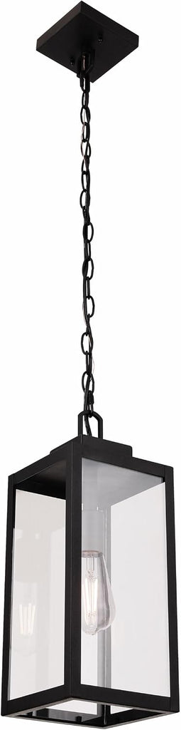 Marin 1 Light 16.25 in. Textured Black Finish Ceiling Mount Outdoor Pendant with Clear Glass Shade