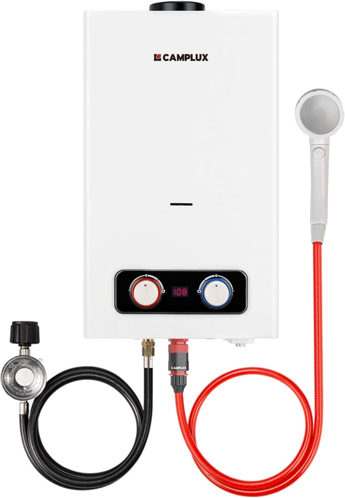 2.64 GPM Tankless Propane Water Heater, Portable Water Heater Outdoor with Overheating Protection, for Camping
