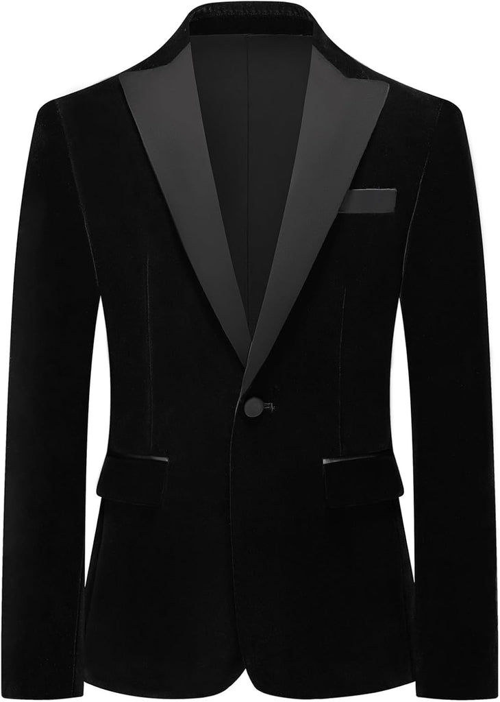 Boys Tuxedo Suit 3 Piece Kids Velvet Formal Suit Set for Prom