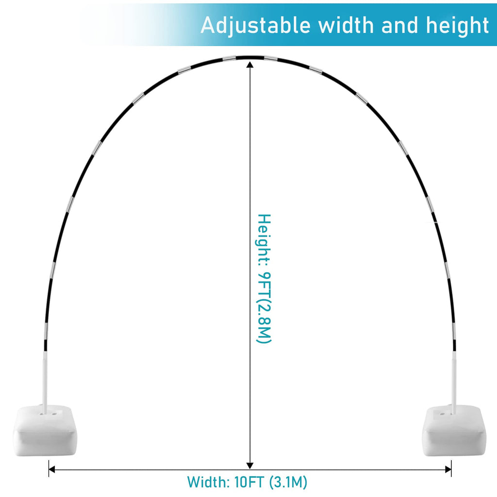 Improved Balloon Arch Kit, 10ft Wide & 9ft Tall Adjustable Balloon Arch Stand with Thicken Water Fillable Base, 50pcs
