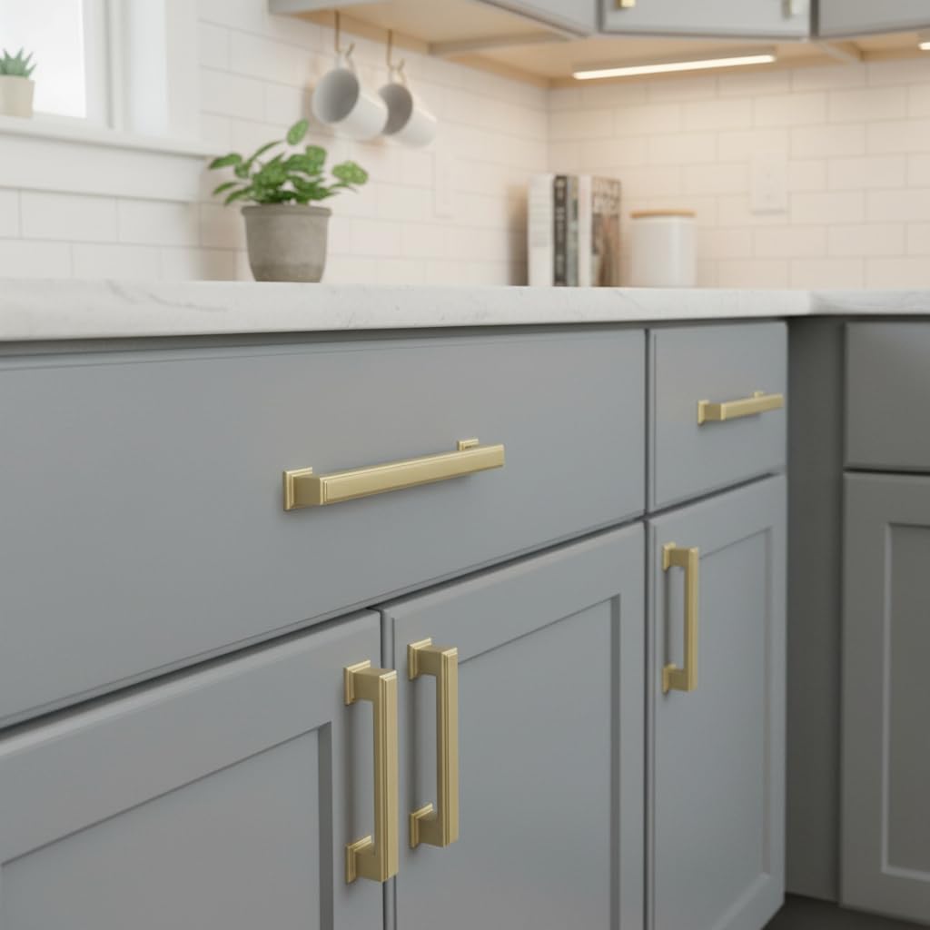 3-3/4" Brushed Gold Cabinet Pulls and Handles 15 Pack, AL3071MGP
