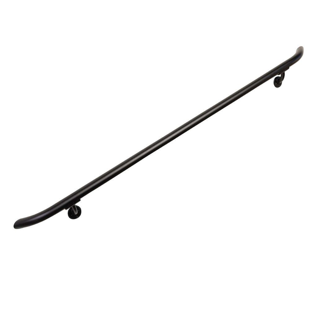 Complete Aluminum Handrail KIT for Indoor/Outdoor-Stylish Round Shape with Curved Ends. Includes Wall Mounts