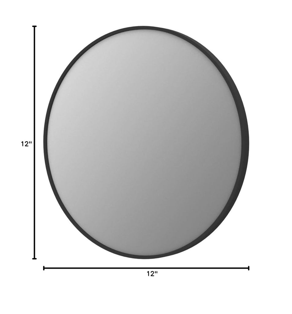 Round Metal Wall Mirror, 12 Inch, Black Frame Bathroom Mirror