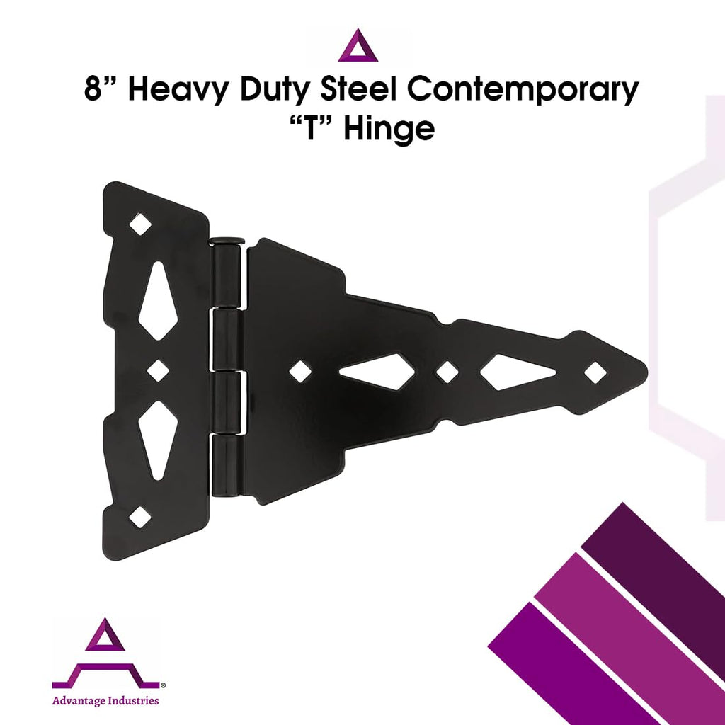 8" Decorative "T" Hinge | Heavy Duty Zinc Plated Gate Hinge | Removable Hinge Pin | Tight Hinge Tolerance