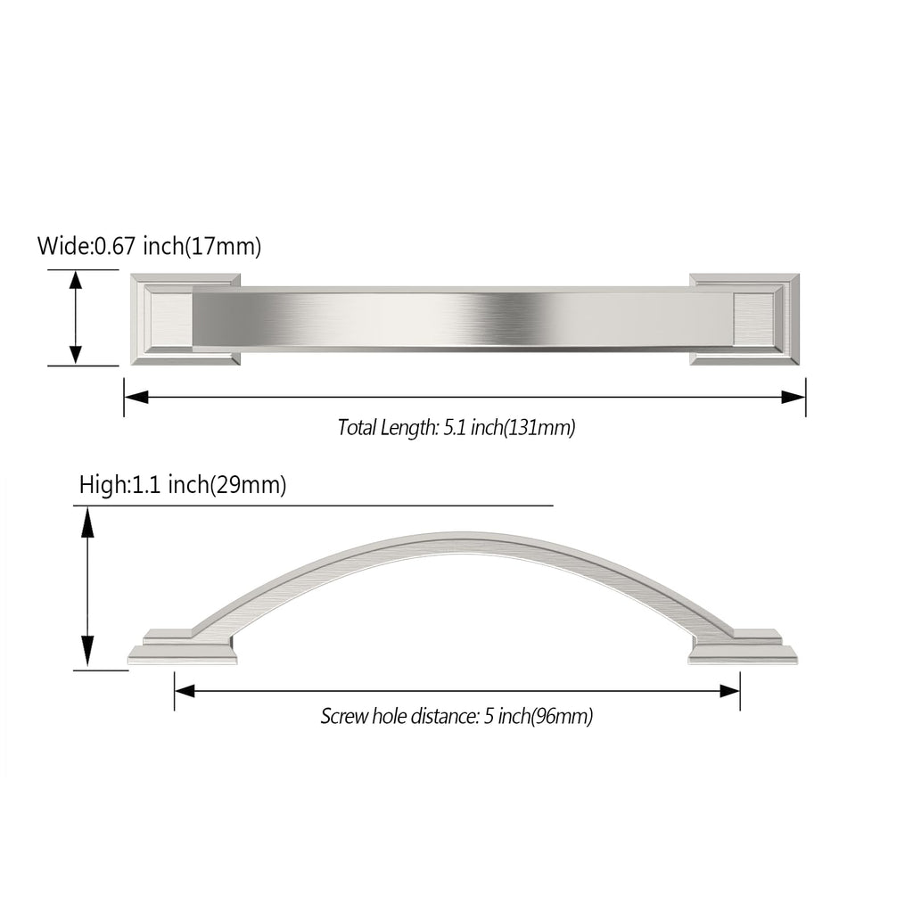 10 Pack 3.75 Inch(96mm) Brushed Satin Nickel Kitchen Cabinet Handles, Cabinet Pulls Kitchen Cabinet Hardware for