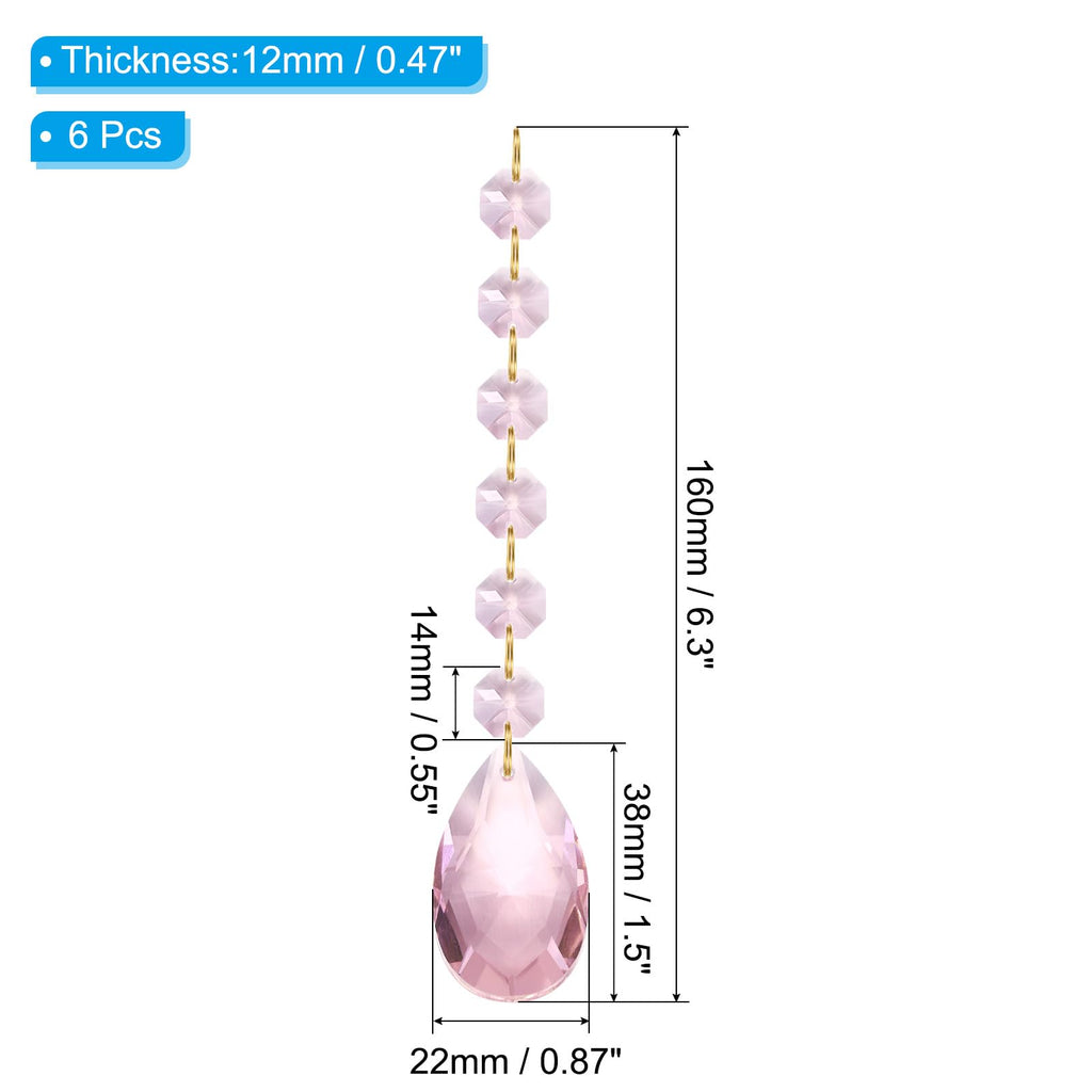 Teardrop Crystal Chandelier 160mm x 38mm Pink 6 Pack