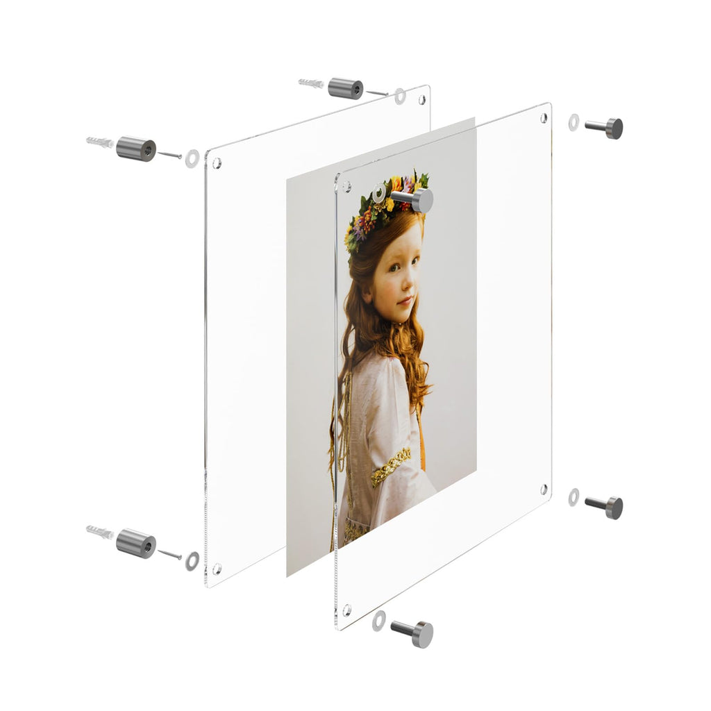 16x20 Clear Acrylic Picture Frame Floating Wall Mount 3 Pack