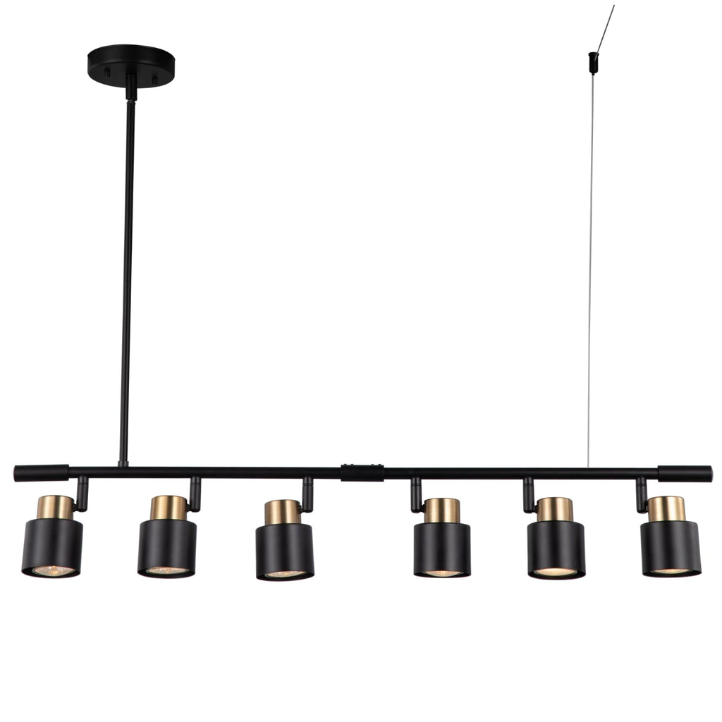 6 Light Track Lighting Kit, Matt Black Brass Finish Adjustable Height with Moden Flush Mount Ceiling Spotlight