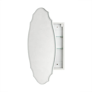 Frameless Assymetrical Oval Medicine Cabinet with Beveled Mirror Irregular Surface Bathroom Medicine Cabinet Mirror