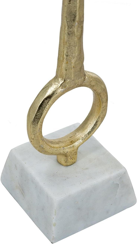 Golden Ring Aluminum and Marble Pillar Candle Holder Set of 3 - Elegant Metallic Decor for Stylish Homes - L:D3.5x17
