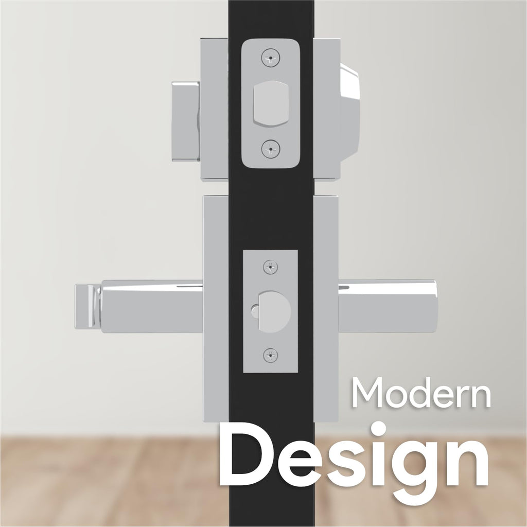 Glamor Entry Combo, Entry Door Handle and Single Cylinder Deadbolt Lock and Key Combo Pack, Heavy Duty Locking Door