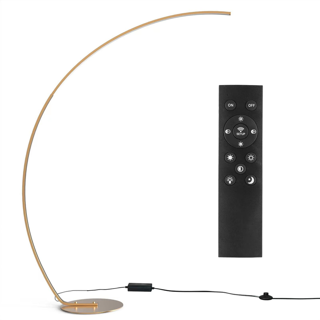 67" Gold Arc Floor Lamp, Modern LED Standing Lamp with Remote