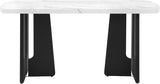 63" Faux Marble Dining Table for 6-8, Rectangular Kitchen Table with Unique Base, MDF Marble Look Top with Rubber