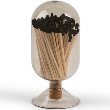 Premium Glass Match Cloche - Matches in a Jar with Striker. Long Matches for Candles, Fireplace, Bath Salts - Set of 100