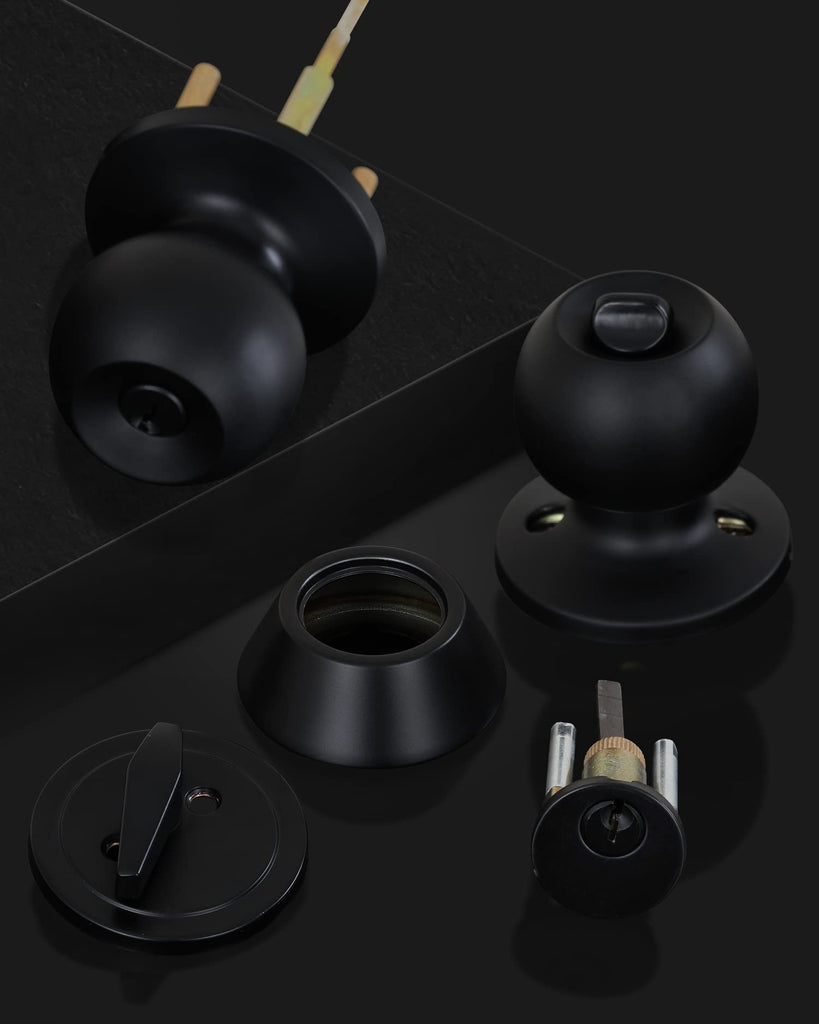 All Keyed Same Entry Knobs&Single Cylinder Deadbolt Combo Set for Exterior Front Doors, Matte Black Finish Entry Door