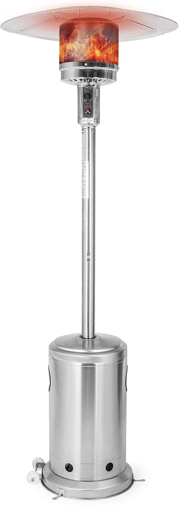 Propane Patio Heater 46,000 BTU with Stainless Steel Design and Wheels Ideal for Backyard, Garden