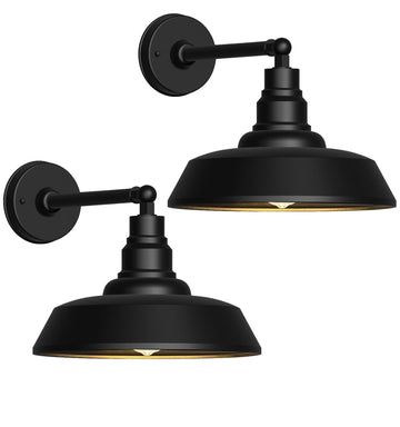 12" Outdoor Gooseneck Barn Lights, Black Farmhouse Wall Lights, Waterproof and Rust-Resistant Light Fixtures for
