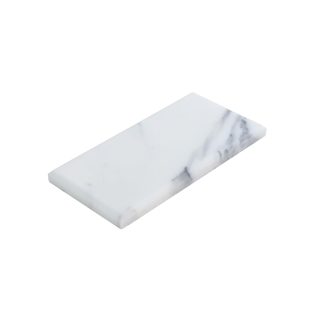 Beveled Subway Calacatta Marble Tile White 3x6 Polished 5 sq ft 40-Pack