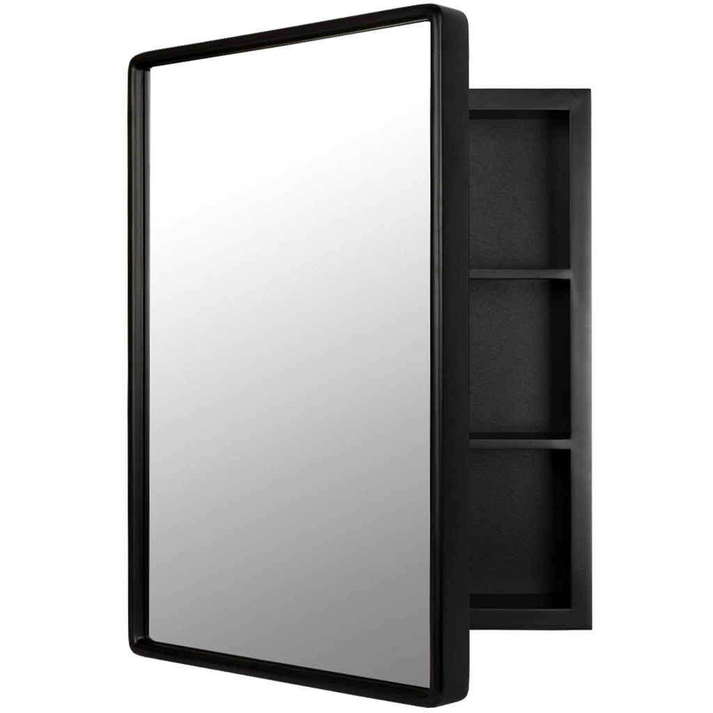 Medicine Cabinet Mirror, 24''x16'' Farmhouse Wood Frame Bathroom Medicine Cabinet with Mirror, Vanity Mirrors Recess