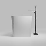 47'' Solid Surface Stone Resin Freestanding Japanese Soaking Bathtub with Built-in Seat