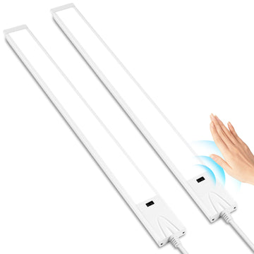 16 Inch Under Cabinet Lights 2 Pack, Hand Wave Motion Sensor LED Light Bar, Plug in Dimmable Under Counter Lighting