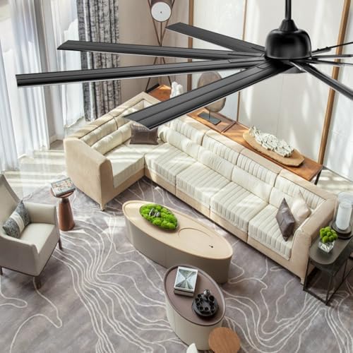 84" Ceiling Fan with LED Light and Remote - Black