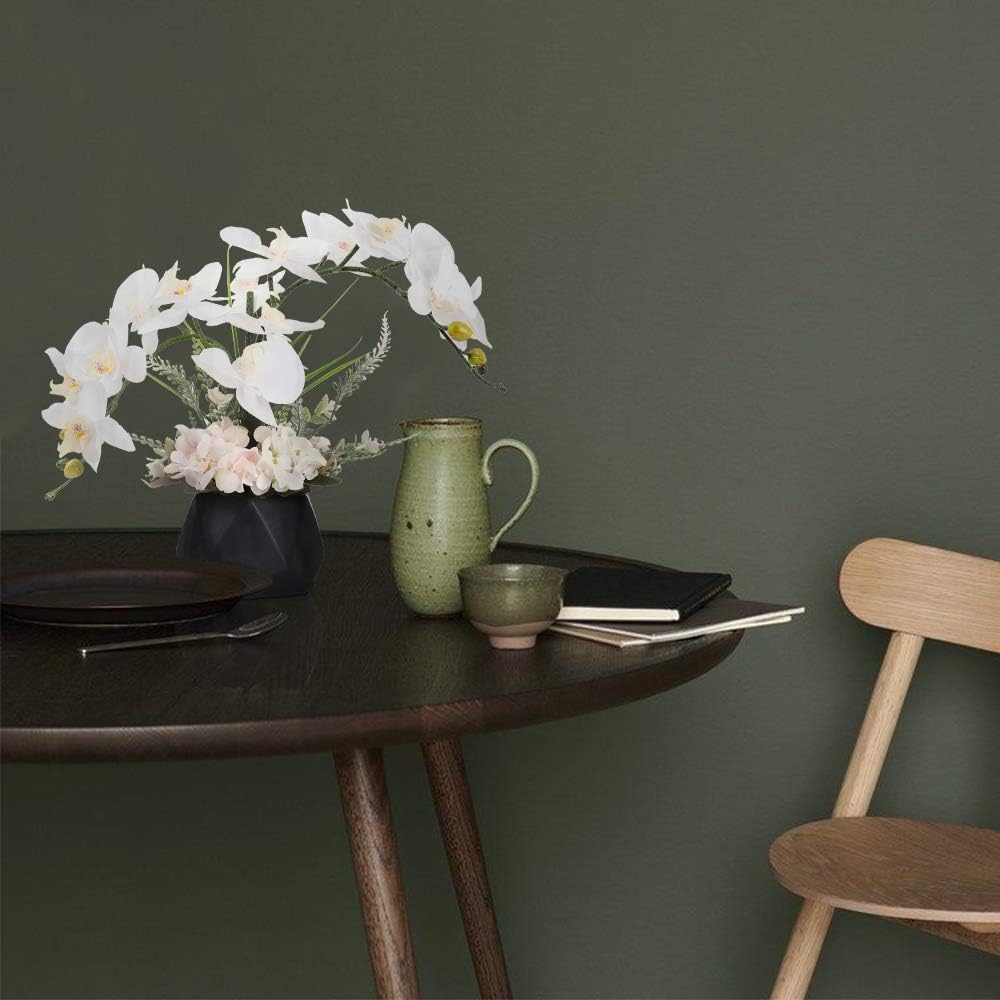 Artificial Potted Orchid Flower for Table Centerpieces,Real Touch White Fake Orchid Flowers in Vase Decoration (Style