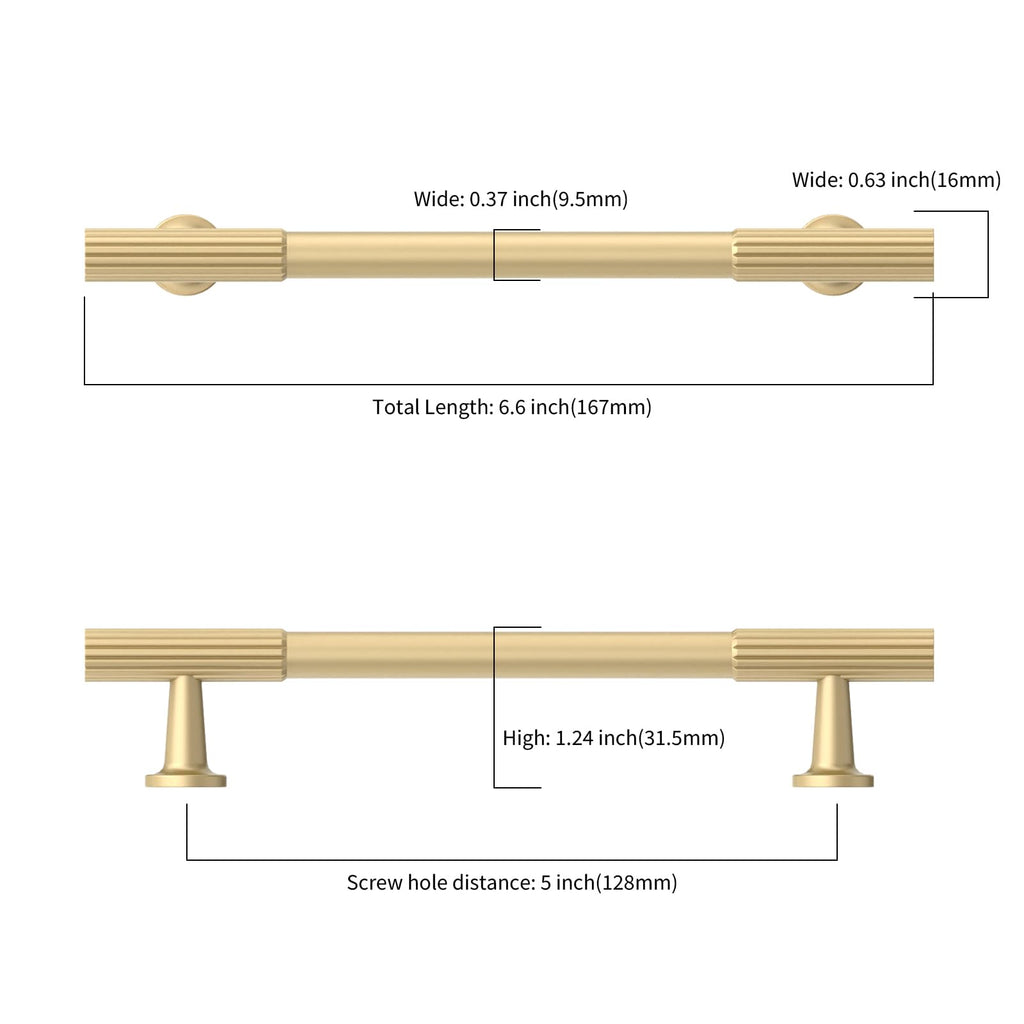 10 Pack 5 inch Brushed Gold Kitchen Cabinet Handles