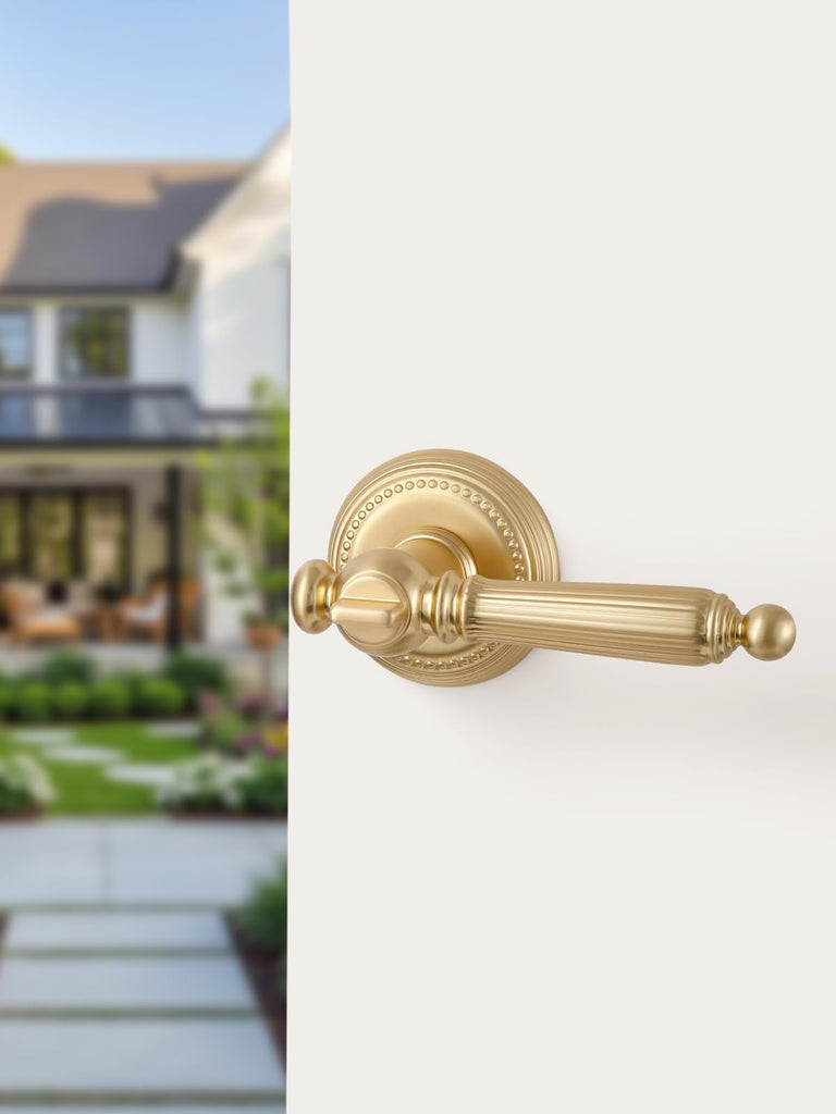 1 Pack Gold Door Lever Privacy Brushed Brass Door Handle Door Lever Bedroom and Bathroom Zinc Alloy