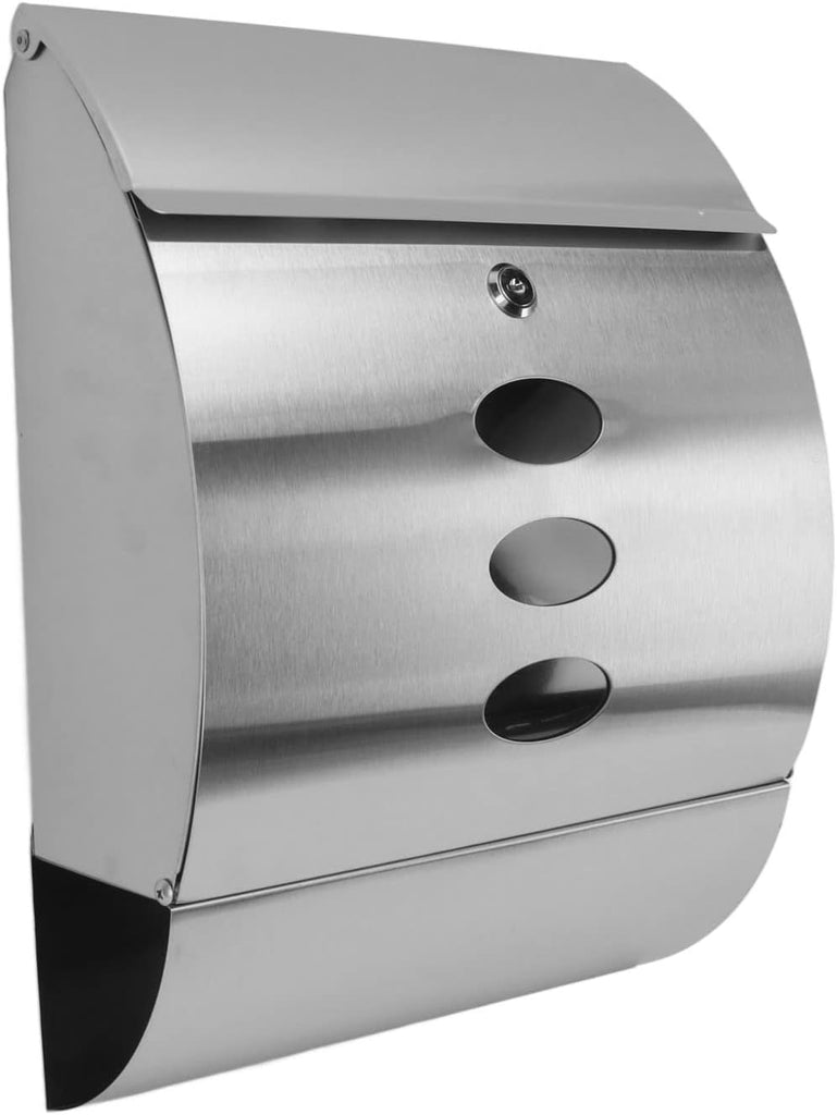 Wall Mount Mailbox, Large Capacity Security Locking Mailbox Rustproof Metal Post Box (Sliver)
