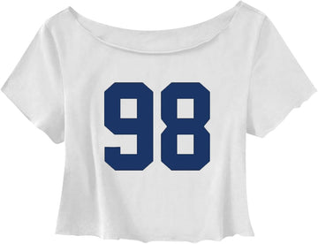 Girl's Off The Shoulder Number Graphic Crop Tops