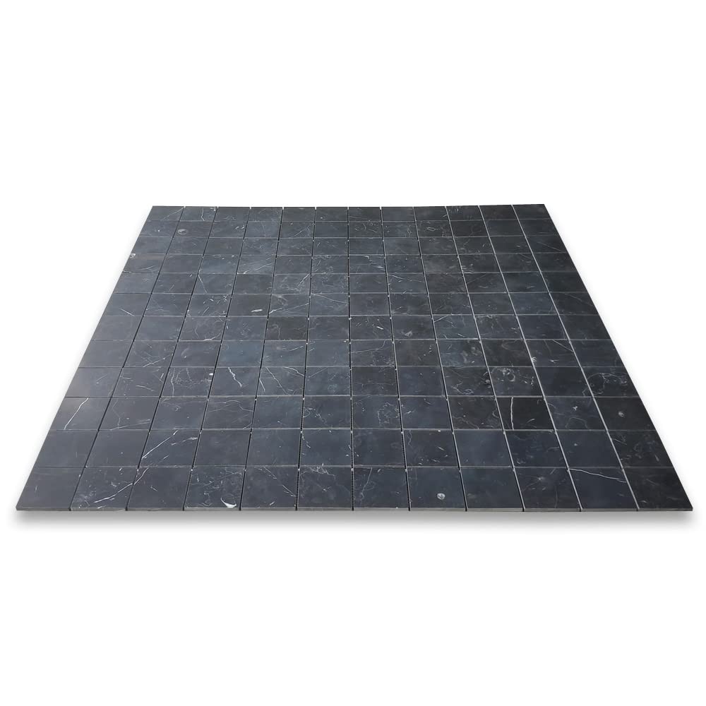 Nero Marquina Black Marble 3x3 Square Mosaic Tile
