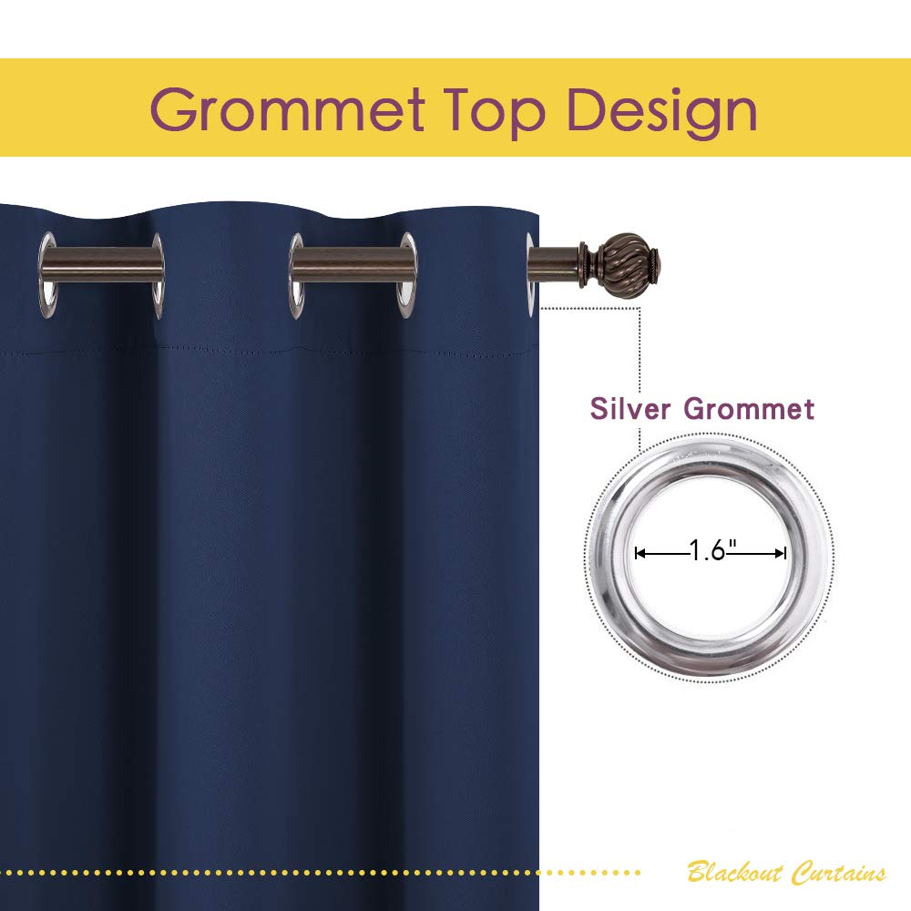 Living Room Blackout Draperies Curtains, Window Treatment Energy Saving Thermal Insulated Solid Grommet Blackout