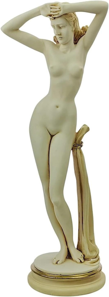 Female Classical Statue Sculpture, Greek Inspired Cast Marble Figurine 17 in, Patina Finish Art Sculpture, Handmade