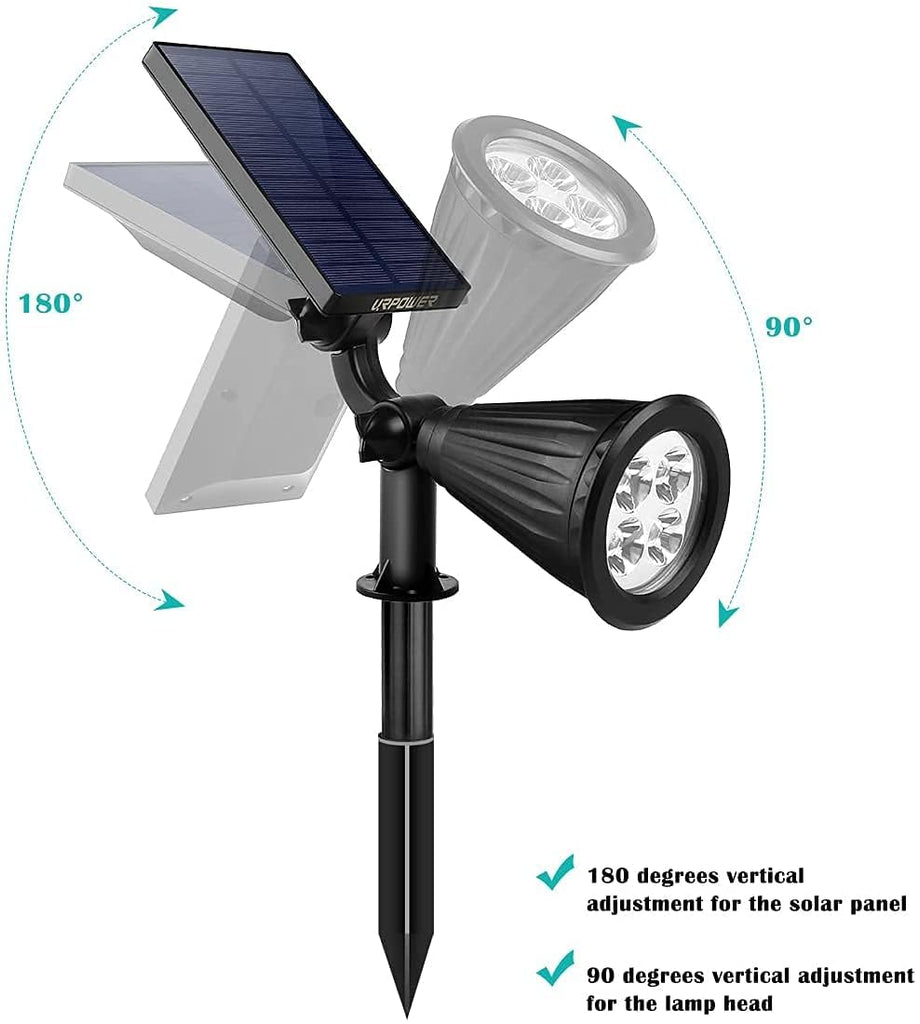 Solar Spot Lights Outdoor Adjustable Spotlights, 2 Pack Warm White