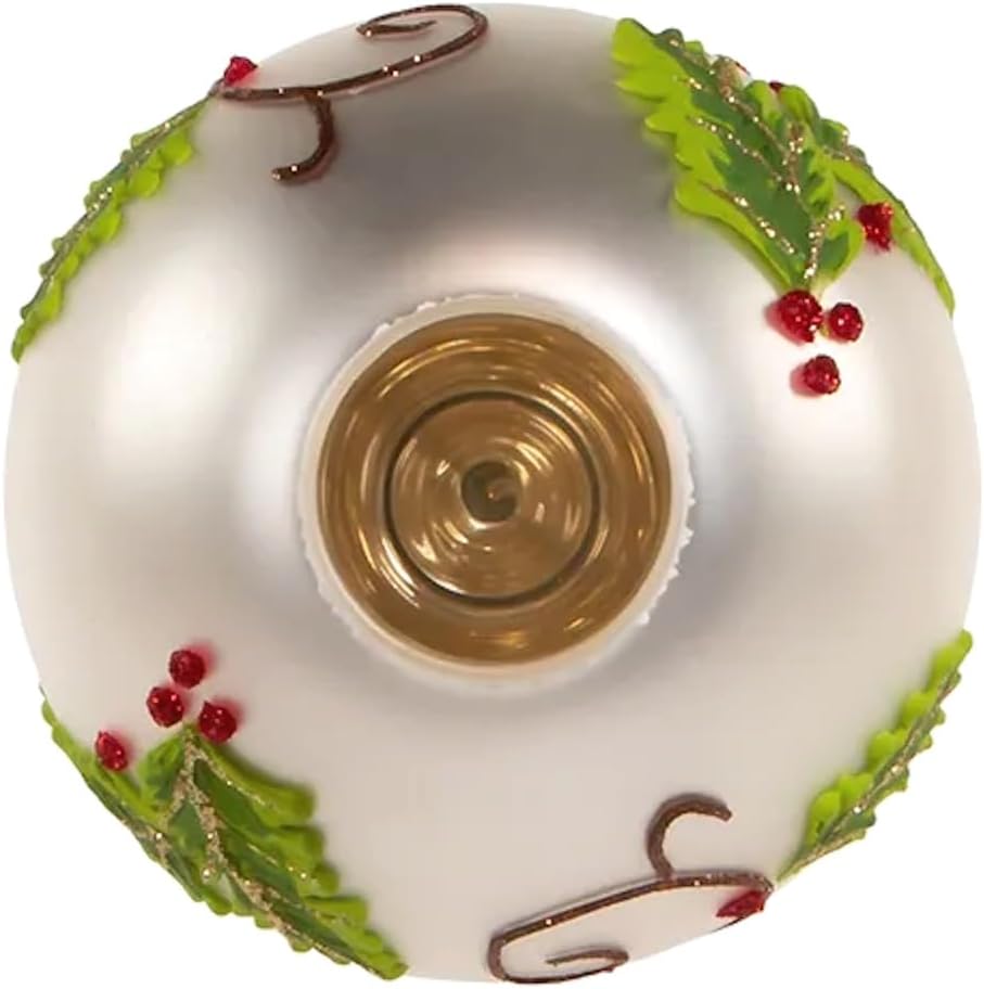 Glass Holly Cardinal Christmas Tree Topper 12 Inch