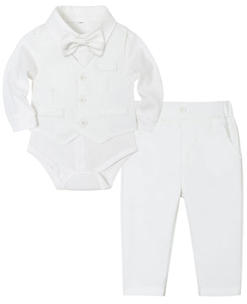 Baby Boy Suit Set Infant Tuxedo Formal Outfit Ivory White