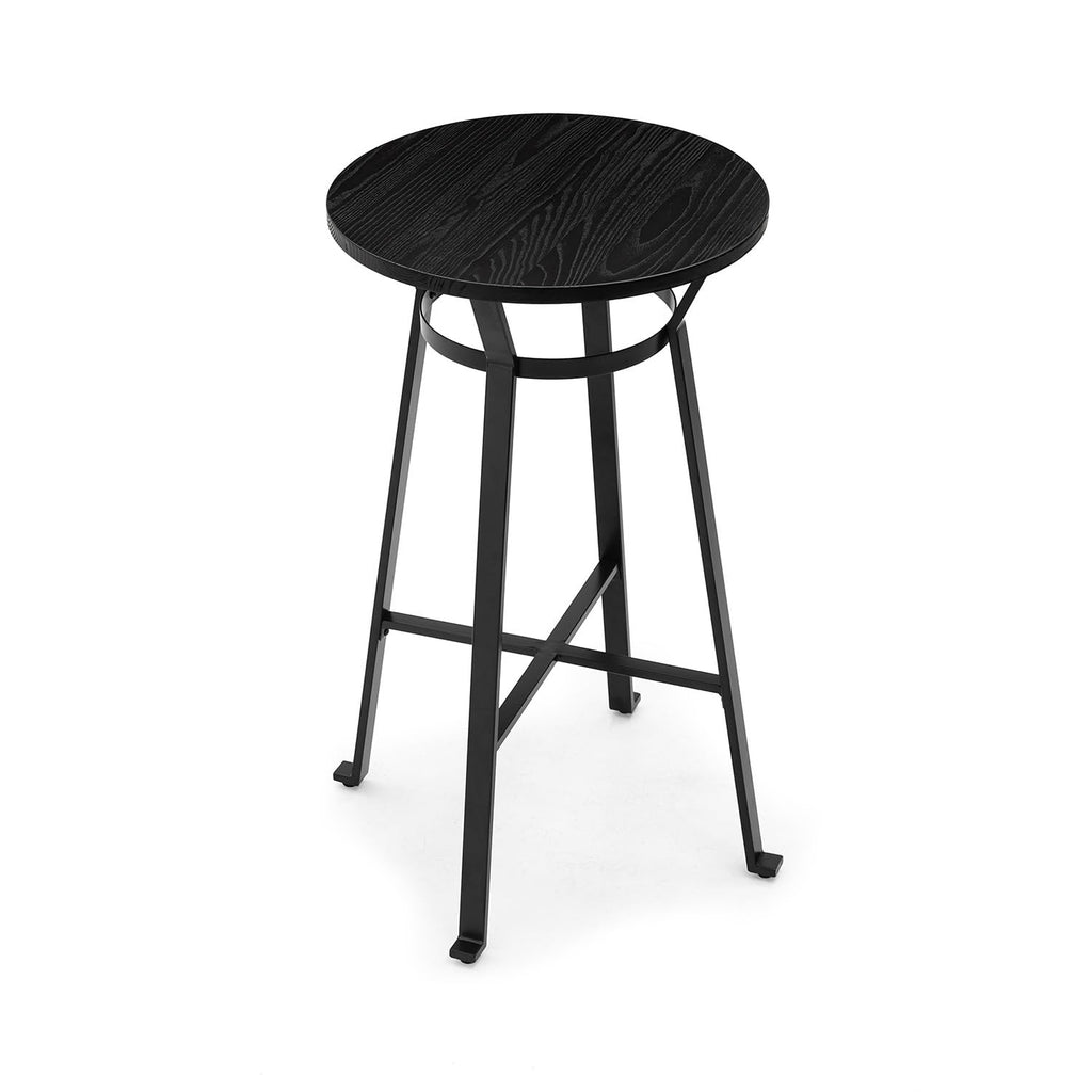 41.25" H Round Bar Table, Bistro Pub Table with Solid Wood Top and Metal Footrest, Rustic Industrial Small Bar Height